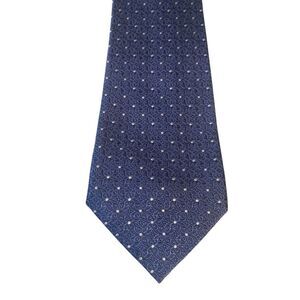 Sean John Mens Tie Necktie Fine Tailoring Blue White Scroll Print Polka Dot